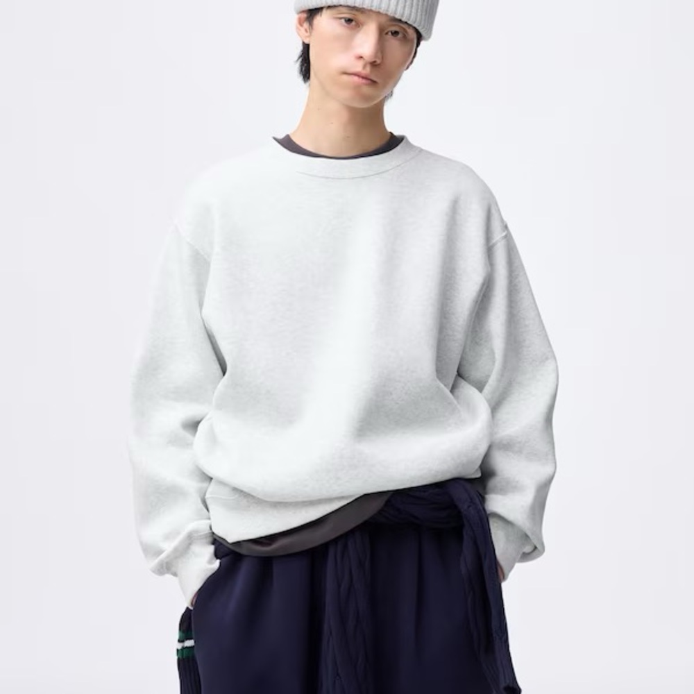 Unisex Oversized Light Heather Gray Crewneck Sweater Sz M
